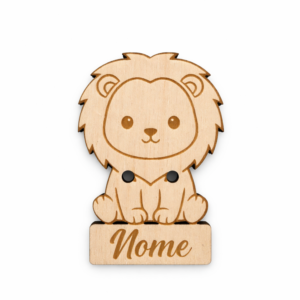 Targhetta in legno leone con nome