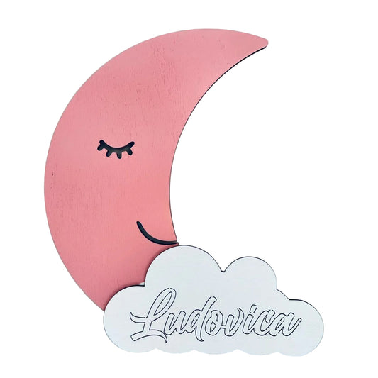 Insegna con nome per cameretta forma luna