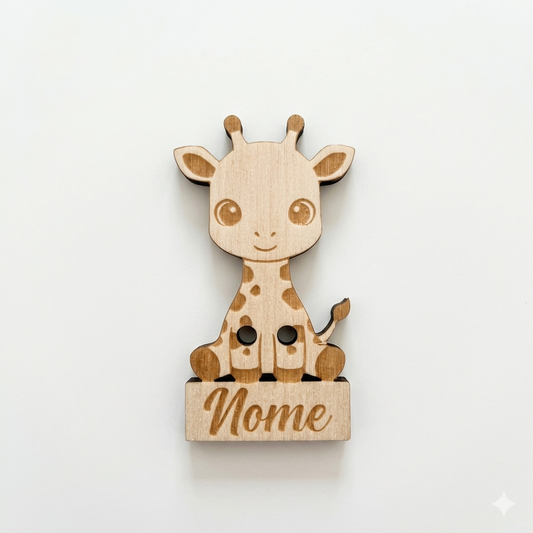 Targhetta in legno giraffa con come inciso