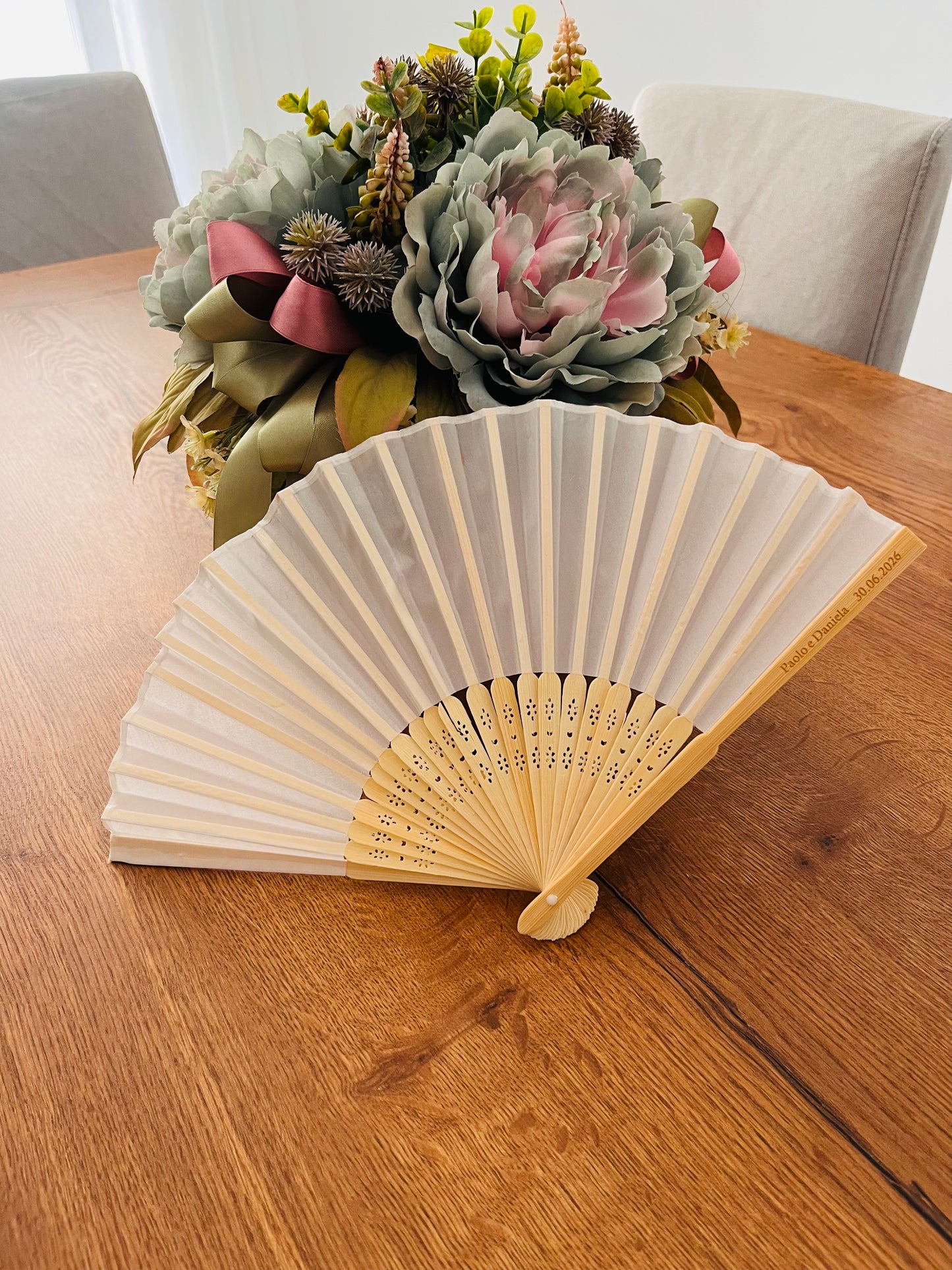 Ventaglio Personalizzato in Legno – Segnaposto per Matrimonio