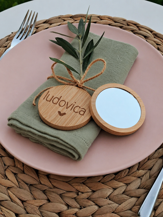 Segnaposto Specchietto in Legno Personalizzato per Matrimonio
