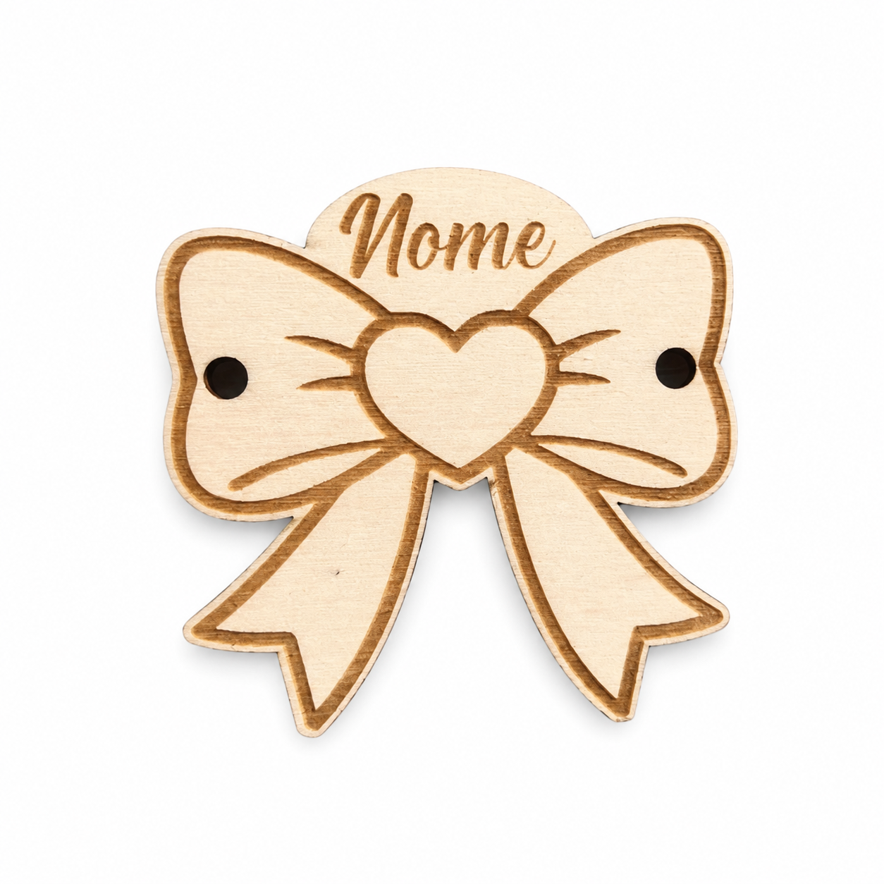 Targhetta in legno fiocco con nome