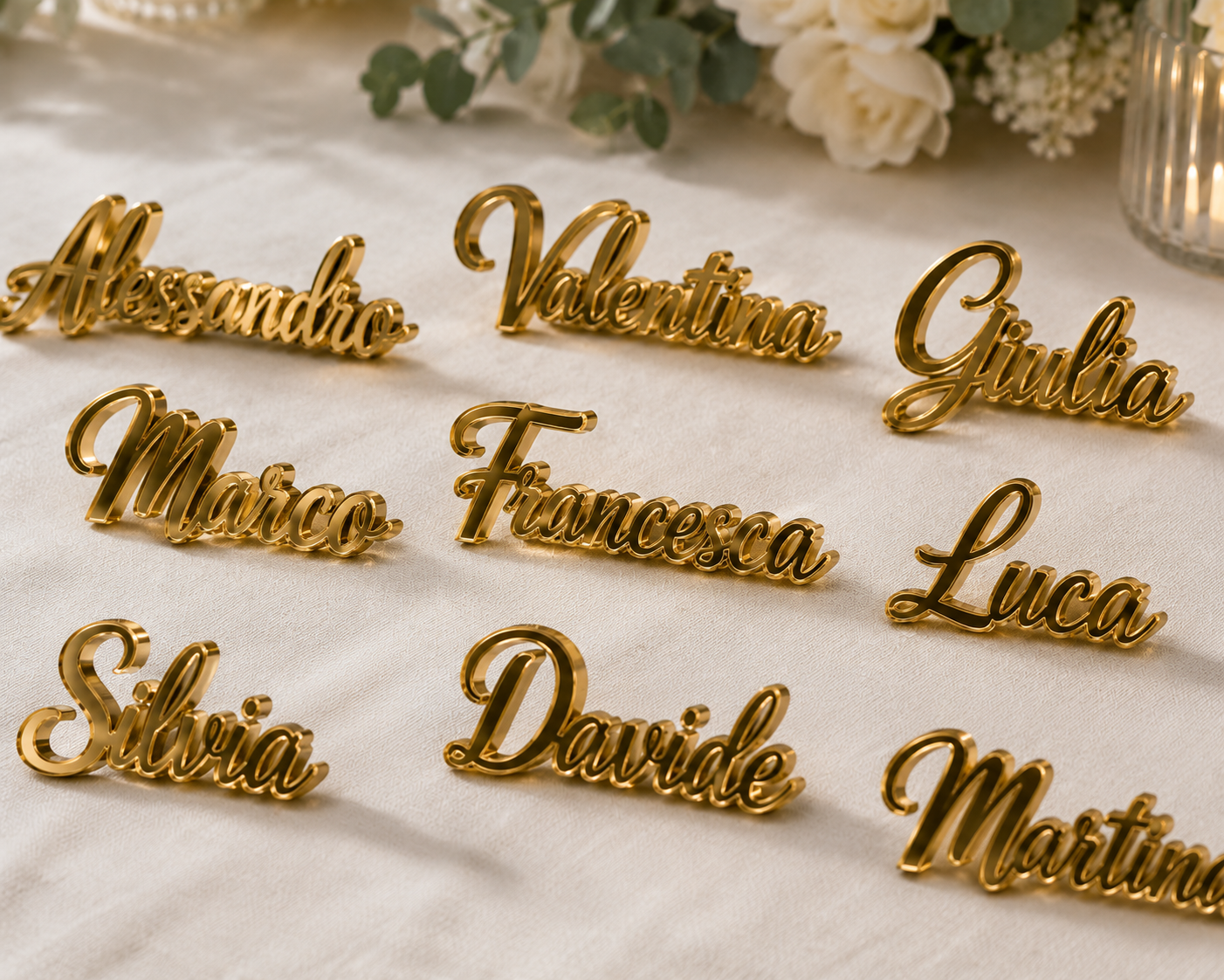Segnaposto in plexiglass oro specchiato