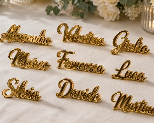 Segnaposto in plexiglass oro specchiato
