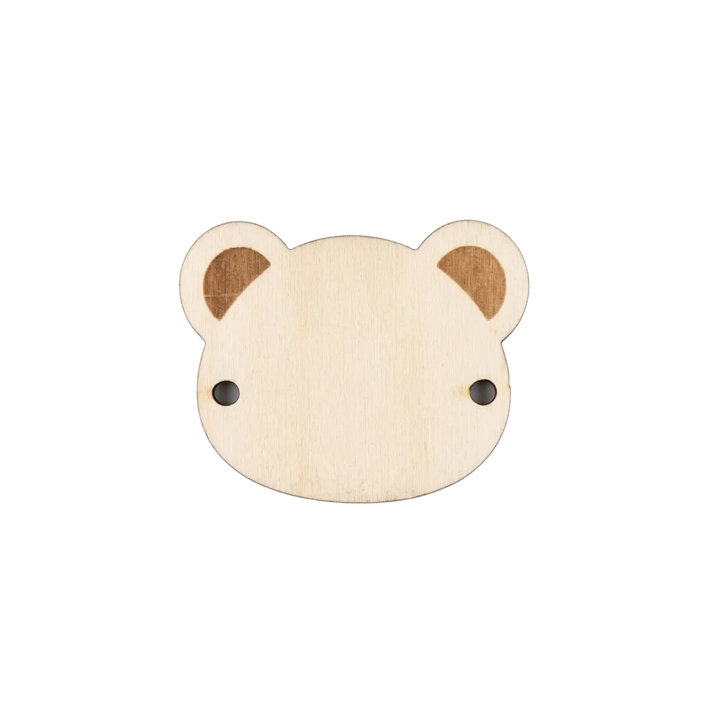 Targhetta in legno forma testa di orso con nome