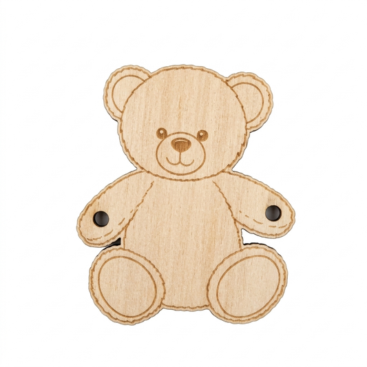 Targhetta in legno forma orso peluche