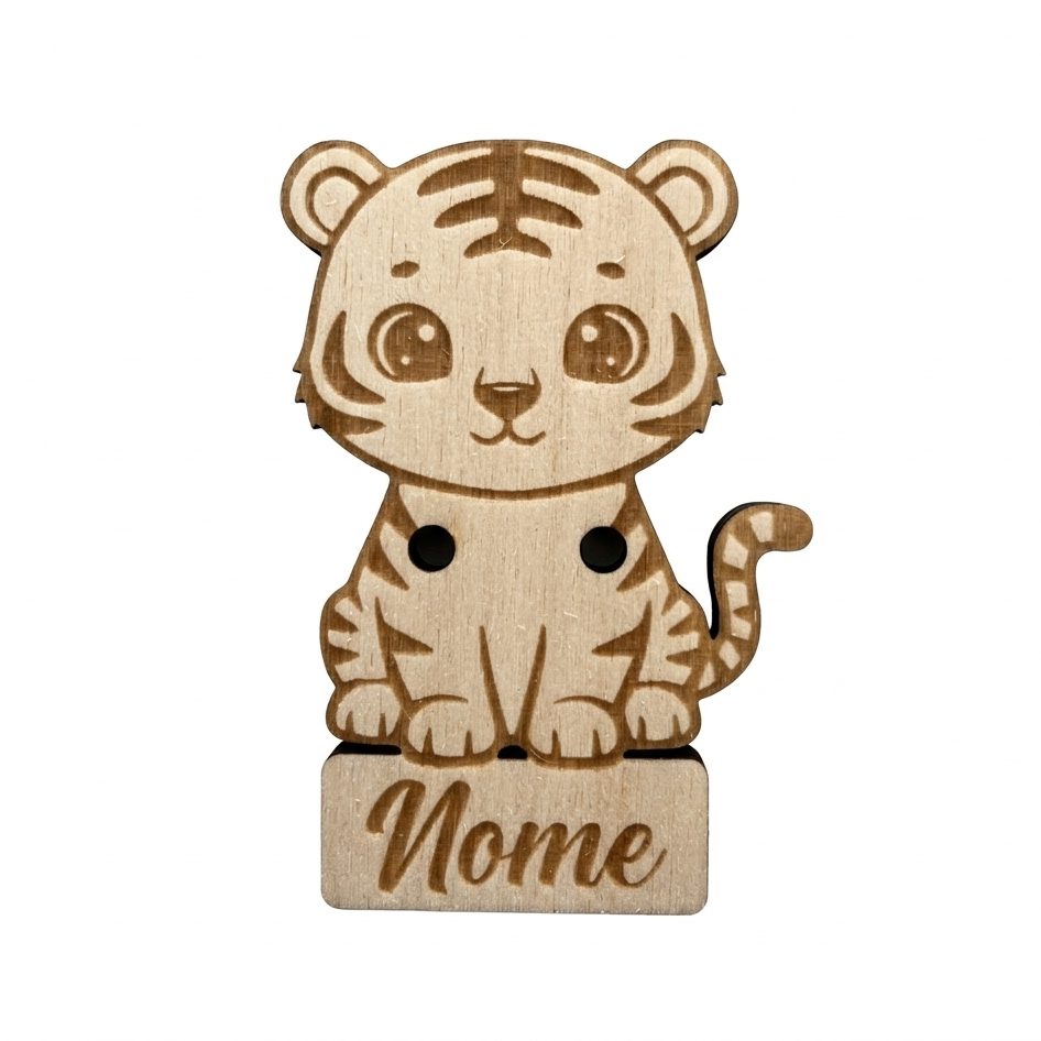 Targhetta in legno gattino con nome
