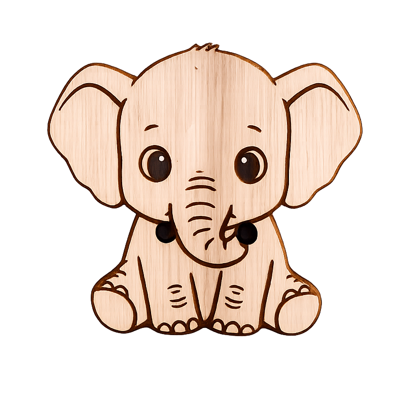 Targhetta in legno elefante